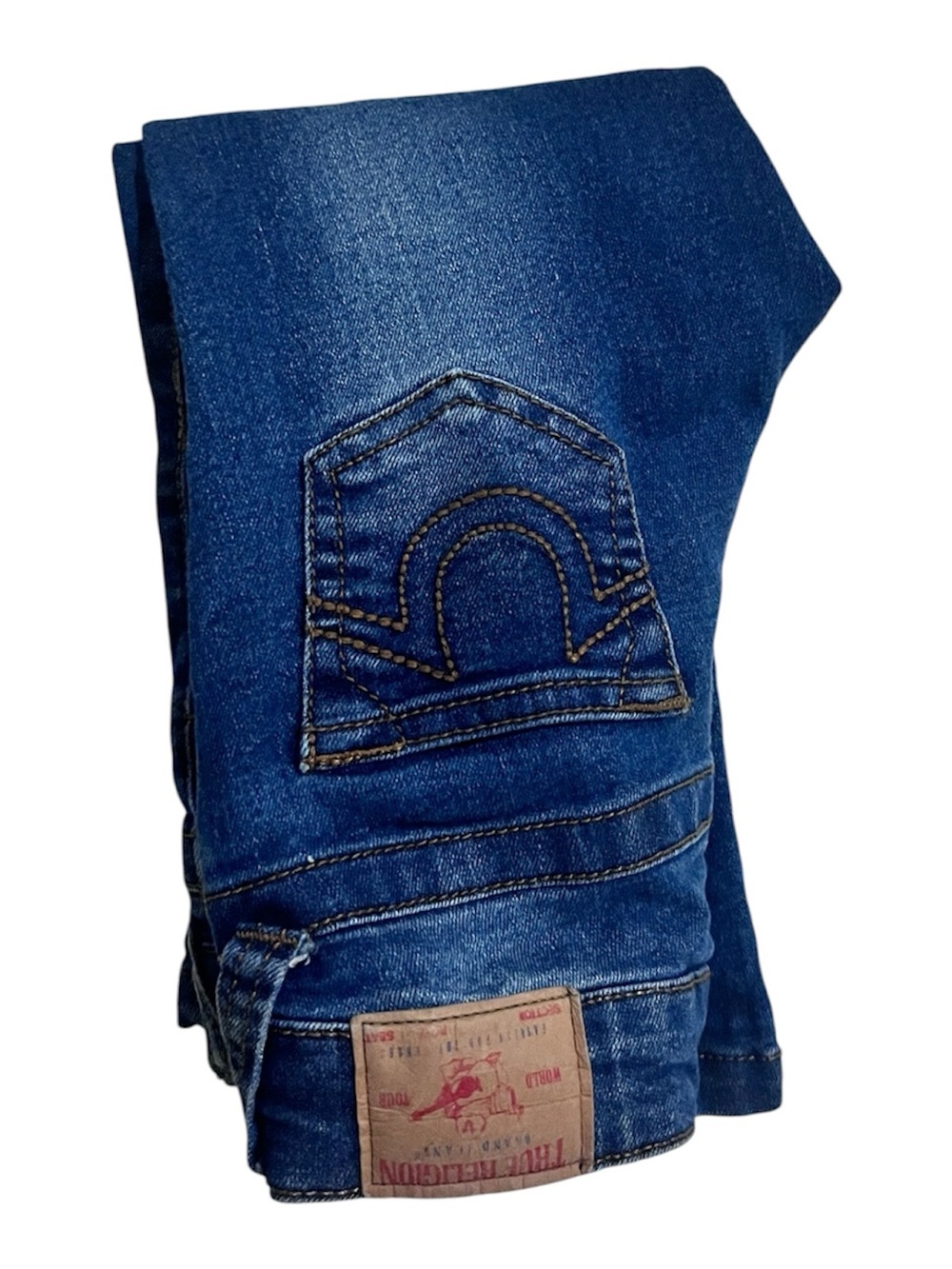 True Religion Kids Blue Denim Jeans with Contrast Stitching